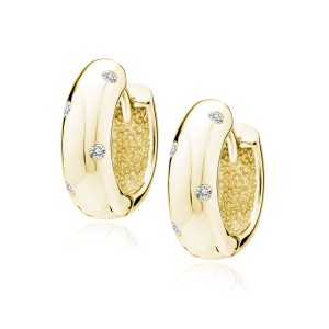 Cercei rotunzi argint placati cu aur galben Ø12 mm x 3 mm cu pietre DiAmanti Z2094DEG_W-DIA (Argint 925‰ 1,7 g.)